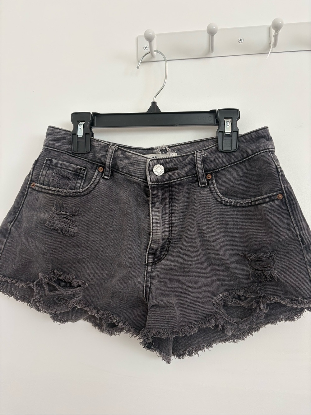 PacSun Washed Black Distressed Denim Shorts